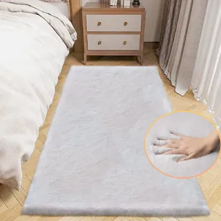 ORINOVA Teppich Läufer Grau Flauschig 60x180 cm Kunstfell Teppich Schlafzimmer Fellteppich Wohnzimmer Kinderzimmer Weich Waschbar Rechteckig