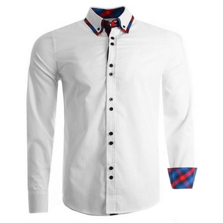 Früchtl Langarmhemd mit Doppelkragen Designer Hemden Männer weiß XL