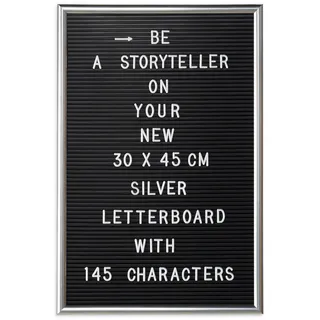 Relaxdays Letterboard, 30 x 45 cm, Schwarz,Silber