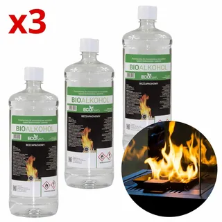 3x BioEthanol BioAlkohol für Biokamin Ethanolkamin Tischkamin Outdoor 1L TOP