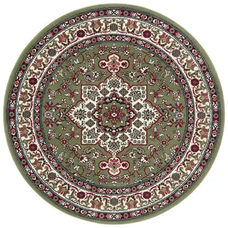 Nouristan Mirkan Orient Teppich Rund – Wohnzimmerteppich Orientalisch Kurzflor Vintage Orientalischer Teppich für Esszimmer, Wohnzimmer, Schlafzimmer – Grün, 160cm