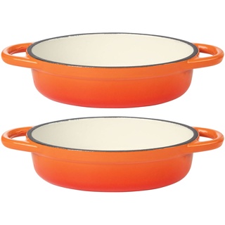 ERNESTO® Mini Auflaufformen Gusseisen 2er Set 10 cm / 0,3 Liter (orange)