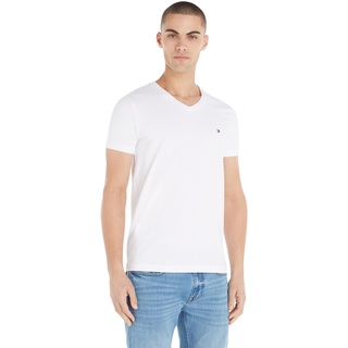 Tommy Hilfiger Herren T-Shirt Kurzarm Core Stretch V-Ausschnitt, Weiß (White), XXL