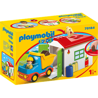 PLAYMOBIL 70184 LKW mit Sortiergarage Spielset, Mehrfarbig