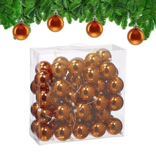 Relaxdays Weihnachtskugeln im 50er Set, Orange,Silber