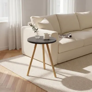CARENZA HOME Beistelltisch Rund Anthrazit Dreibein Holzbeine Ø34x45cm Sofatisch Couchtisch Nachttisch Wohnzimmer Skandinavisch