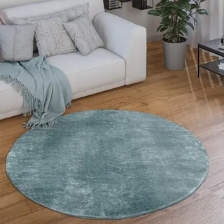 Paco Home Cadiz 630 Kurzflorteppich Ø 80 cm türkis