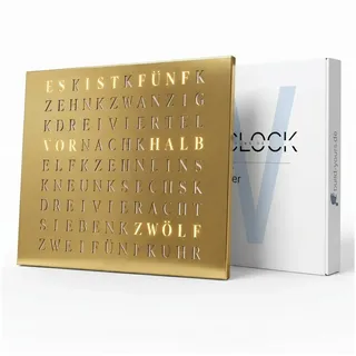build-yours.de Wanduhr Wortuhr Jupiter in Deutsch - LED Wanduhr zum Aufhängen & Hinstellen (Elegante WordClock aus Stuttgart) goldfarben