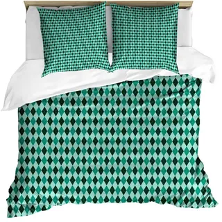 Abakuhaus Bettwäsche Milbensicher Allergiker geeignet mit Kissenbezügen, Microfaser, Dunkelgrün Argyle Inspired Pattern