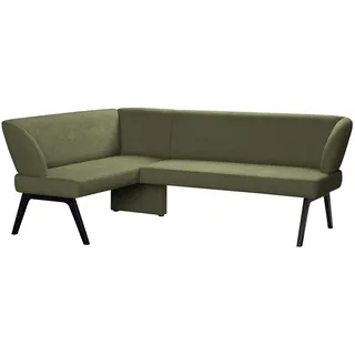 OTTO home Eckbank OTTO HOME "Aretha Küchenbank, Polsterbank, Esszimmerbank, Breite 215 cm", grün (mayfly, schwarz), B:215cm H:86cm T:150cm, Holzwerkstoff, Massivholz, Polyester, Polyurethan, Sitzbänke, Eckbank, Moderne Bank in tollen Farben, Nosagfederung, anzahl 