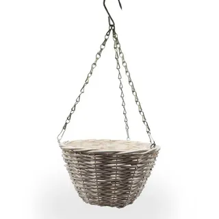 CREEDWOOD Wasserhyazinthenvase BLUMENAMPEL "BOWL", 25 cm, Weide, geflochtene Hängevase