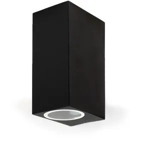 Grafner UP and DOWN Aluminium Wandlampe, schwarz, 2x GU10, IP44, für außen und innen, KEIN ROST – Pulverbeschichtung, oben unten Wandleuchte Lampe Außen Hoflampe Wand Außenleuchte Leuchte eckig