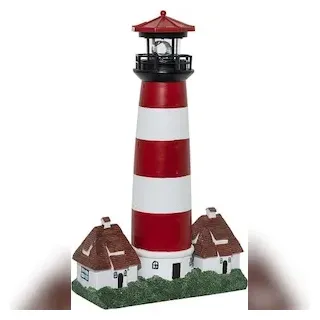 Hi LED Solar Leuchtturm Kunststoff H43 cm kabellos rot, weiß