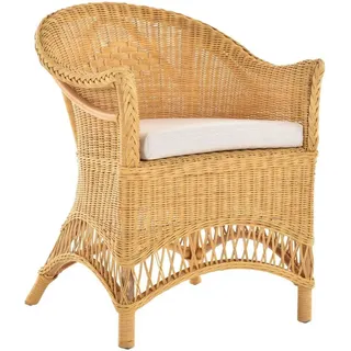 Krines Home Esszimmersessel Rattansessel Landhaus Flechtsessel Wintergarten Sessel Korbsessel, mit Armlehnen beige