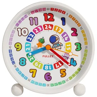 GDWD Wecker Kinder für Jungen Mädchen, Kinderwecker Digital Ohne Ticken, Lernwecker Lernuhr Weckuhr Kinderuhr Snooze Analog Lichtwecker, Quarzwecker mit Nachtlicht, Batteriebetrieben Weckuhr (Weiß 1)