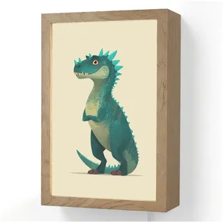 OnlyWow Wandleuchte Lightbox Dinosaurier - Türkis - Stacheln - Jungen, Dimmbar, Farbwechsel, LED, Warmweiß, Kaltweiß, Neutralweiß Einstellbar, Wandlampe Innen, Dimmbar, mit Kabel, LED, Beleuchtung, Kinderzimmer 20 cm x 8 cm x 30 cm