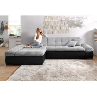 DOMO collection Eckcouch Kunstleder 3-Sitzer Schwarz/Silber