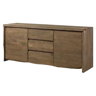 MASSIVMOEBEL24.DE Sideboard 185 x 80 x 48 cm Braun Geölt / Sandgestrahlt