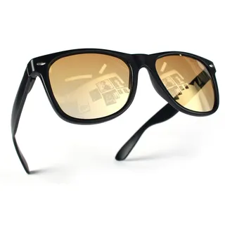 Miobo Retro Sonnenbrille, verspiegelt, Nerd-Design, Unisex, Club-Stil, UV400 - L