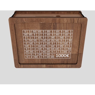 Holz-Spardose -500€ Sparbüchse - Für Kinder, Jugendliche und Erwachsene – Sparbox für Scheine und Münzen Sparbox ohne Öffnungsmöglichkeit