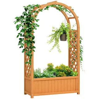 Outsunny Hochbeet mit Rankgitter 83 x 36 x 145 cm Braun