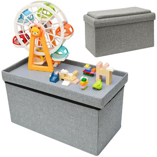 DuneDesign Spieltisch Kinder Aufbewahrungsbox mit Spieltisch im Deckel, 1 Kindertisch 53x27x30 cm grau