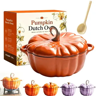 7.87 Inch Pumpkin Dutch Oven Ceramic Pot with Lid for Stew (1PC-C-20CM) | Pumpkin-Shaped, Oven up to 500°F, Heavy Lid Seals Moisture, Easy Clean, and A Festive Table Centerpiece