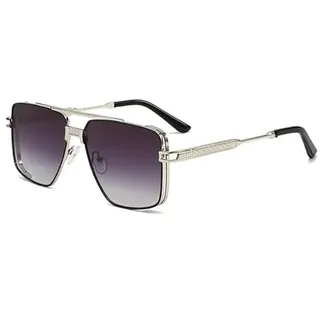Long Keeper Retro Pilot Sonnenbrille Herren Damen Groß Pilotenbrille Metallrahmen Sonnenbrille Vintage 70er Pilot Retro Brille UV400 Schutz - Einheitsgröße