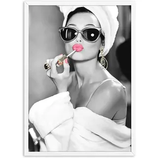 Klassische Kunst Audrey Hepburn Porträt Make-up Leinwanddruck Poster Wohnzimmer Wanddekoration sexy Schönheit Frau Audrey Hepburn Bild Gemälde Kunstwerk, ungerahmt,30x45cm