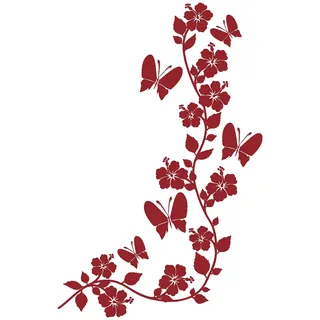 Samunshi® Blumenranke Wandtattoo rechtwinklig 13 x 20cm dunkelrot