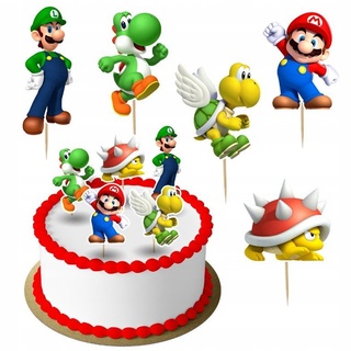 Festivalartikel Tortenstecker Mario Topper Set 6 Stk Geburstag Torten Deko Kuchen Junge weiß
