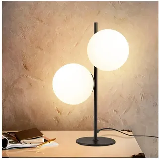 ZMH Tischleuchte Vintage Nachttischlampe - Schwarz/Gold 2 Flammig Glas, HochwertigeDesign, ohne Leuchtmittel, E27 Industrial Schlafzimmerlampe mit 1,5M Kabel für Wohnzimmer schwarz