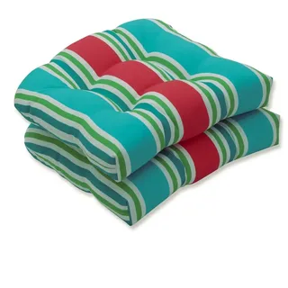 Kissen Perfect Outdoor/Indoor Aruba gestreiftes Sitzkissen (runde Rückenlehne), 48,3 x 48,3 cm, Türkis/Koralle