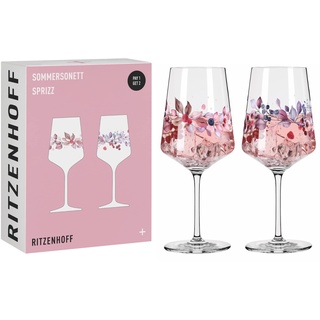 Ritzenhoff 6011002 Aperitif-Glas Sprizz 2er-Set 500 ml – Serie Sommersonett F23 – Früchte & Zweige bunt – Made in Germany