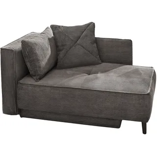 Einzelsofa Cord 155 cm Recamiere mit Schlaffunktion grau - REX