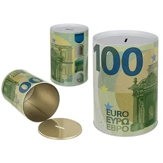 XXL Jumbo Spardose – 100 Euro – Banknote, Geldschein – grün, Ø15 x H22 cm | Sparschwein, Metalldose, Geldspardose – Urlaubsspardose, Reisekasse – Geschenkidee für Geburtstage Jubiläum – Seaside No.64