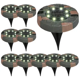 Bonetti Solar Bodenlampe 10er Set Stein-Optik 8 LEDs braun