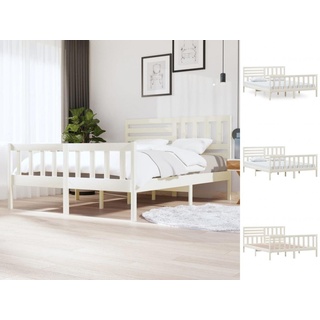 vidaXL Bettgestell Massivholzbett Weiß 160x200 cm Doppelbett Bett Bettrahmen Bettgestell weiß