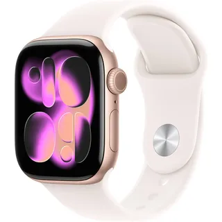Apple Watch Series 11 GPS 42mm Rose Gold Aluminium Sport Band light blush S/M