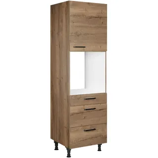 Nobilia Geräteumbauschrank Structura, Eiche dunkel, Holzwerkstoff, 1 Fächer, 3 Schublade(n) Schubladen, nur wie online abgebildet bestellbar, 60x216.6x58 cm, Blauer Engel, Pefc, Goldenes M, Made in Germany, DGM-Klimapakt, Küchen, Küchenmöbel, Küchenschränke, Geräteumbauschränke