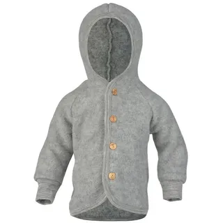 Engel Naturtextilien Engel Baby Jacke mit Kapuze Wollfleece, Hellgrau melange 50/56