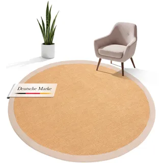 carpetfine Sisalteppich Rund Beige Ø 200 | Moderner Teppich für Wohn- und Schlafzimmer