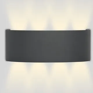Grafner UP and DOWN Aluminium Wandlampe mit 8 Watt LED-Leuchtmittel, schwarz, 8 x 1 Watt SMD LED, IP54, für außen und innen, KEIN ROST – Pulverbeschichtung, oben unten Wandleuchte Lampe Außen rund