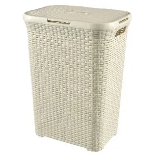 Curver Wäschekorb Style, creme, mit Deckel, aus Kunststoff, 44,7 x 61,2 x 26,5 cm, 40 Liter