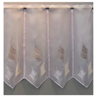 heimtexland ® Scheibengardine nach Maß - Bistrogardine Voile Bestickt Meterware - Breite auf Wunsch in 32cm Schritten - Höhe 60 cm Gardine Taupe Typ677