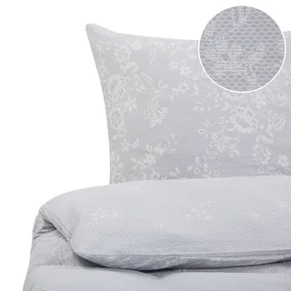 Beliani Morningside Floral Grau/Weiß 200 x 220 cm + 2 x 40 x 80 cm