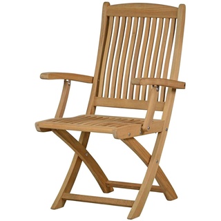 Teak Klappstuhl Portofino mit Armlehne Klappbar Robust Terrasse Holzstuhl Sessel