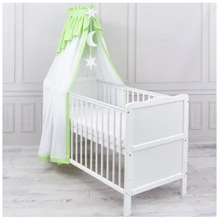 Generisch Baby Delux Babybett Himmel Betthimmel Chiffon Baldachin für Babybett Kinderbett Wiege Stubenwagen Himmelstange Applikationen Deko (Grün, mit Himmelstange)