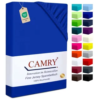 Camry Spannbettlaken Jersey 60 x 120 - 70 x 140 cm Royalblau