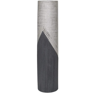 Dekohelden24 Edle Moderne Deko Designer Keramik Bodenvase in Silber-grau, Silbergrau, 72 cm